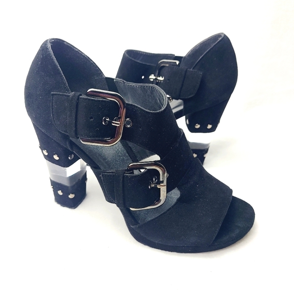 STUART WEITZMAN Suede black leather sandals, heels